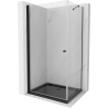 Mexen Pretoria sprchová kabína, kyvné dvere 70 x 90 cm, Transparentné, Čierna + sprchová vanička Flat, Čierna - 852-070-090-70-0