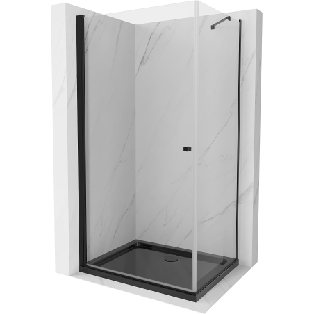 Mexen Pretoria sprchová kabína, kyvné dvere 70 x 100 cm, Transparentné, Čierna + sprchová vanička Flat, Čierna - 852-070-100-70-