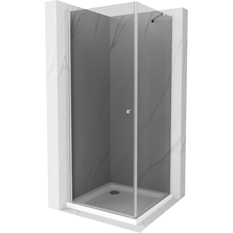 Mexen Pretoria sprchová kabína, kyvné dvere 70 x 70 cm, Grafitová čierna, Chrómová + sprchová vanička Flat - 852-070-070-01-40-4