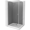 Mexen Pretoria sprchová kabína, kyvné dvere 70 x 90 cm, Grafitová čierna, Chrómová + sprchová vanička Flat - 852-070-090-01-40-4