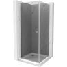 Mexen Pretoria sprchová kabína, kyvné dvere 90 x 90 cm, Grafitová čierna, Chrómová + sprchová vanička Flat - 852-090-090-01-40-4