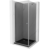 Mexen Pretoria sprchová kabína, kyvné dvere 90 x 90 cm, Grafitová čierna, Chrómová + sprchová vanička Flat, Čierna - 852-090-090