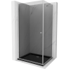 Mexen Pretoria sprchová kabína, kyvné dvere 90 x 100 cm, Grafitová čierna, Chrómová + sprchová vanička Flat, Čierna - 852-090-10