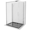 Mexen Omega sprchová kabína trojstenná, posuvné dvere 110 x 100 cm, Transparentné, Chrómová + sprchová vanička Flat - 825-110-10