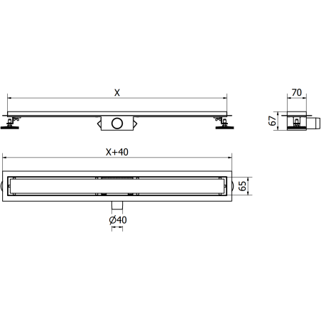 Mexen Flat M13 odtokový žľab 2 v 1 150 cm, zlatá - 1510150