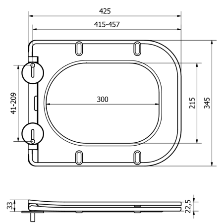 Mexen pomaly klesajúca doska slim, duroplast, biela - 39060100