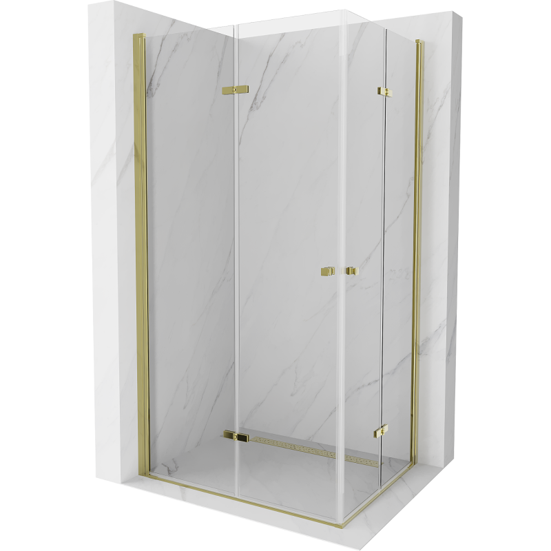 Mexen Lima Duo sprchová kabína, skladacie dvere 80 x 70 cm, transparentnéné, zlatá - 856-080-070-50-00-02