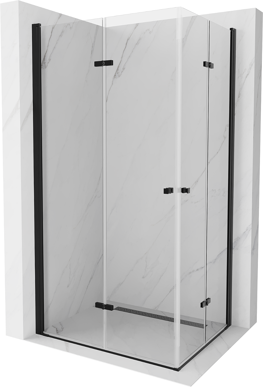 Mexen Lima Duo sprchová kabína, skladacie dvere 100 x 90 cm, transparentnéné, čierna - 856-100-090-70-00-02