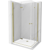 Mexen Lima Duo sprchová kabína, skladacie dvere 80 x 70 cm, transparentnéné, zlatá + závesný bidet Flat