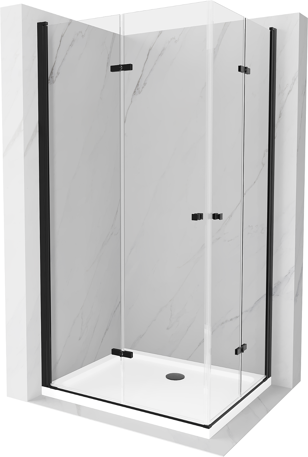 Mexen Lima Duo sprchová kabína, skladacie dvere 90 x 80 cm, transparentnéné, čierna + závesný bidet Flat