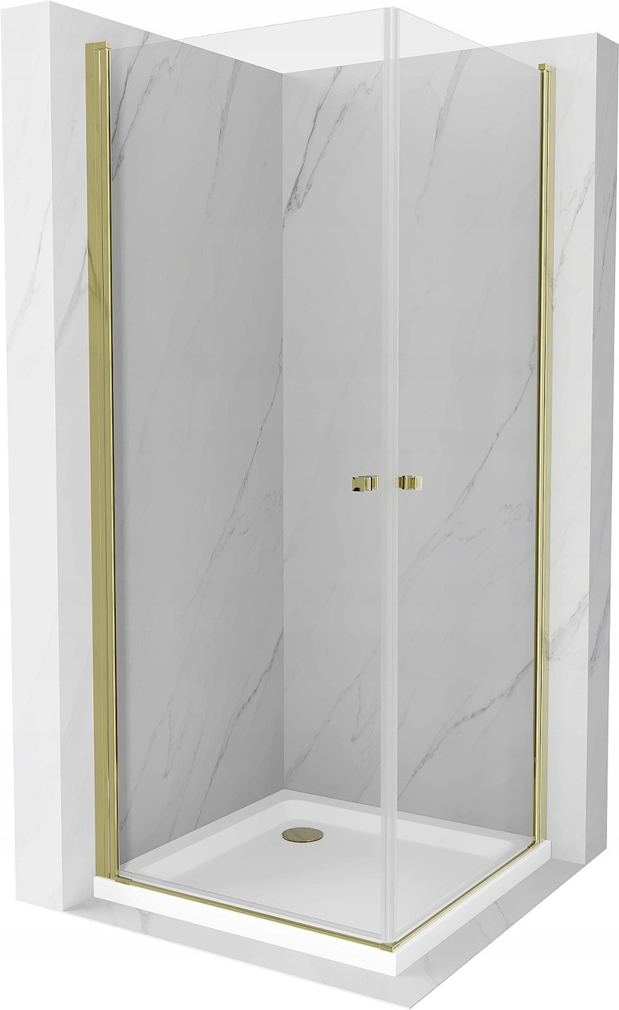 Mexen Pretoria Duo sprchová kabína, kyvné dvere 70 x 70 cm, transparentnéné, zlatá + závesný bidet Flat