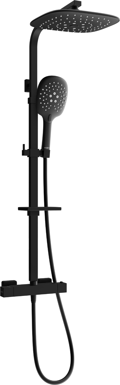 Mexen CQ22 stenová sprchová súprava s dažďovými tryskami a termostatickou batériou, čierna - 772502295-70