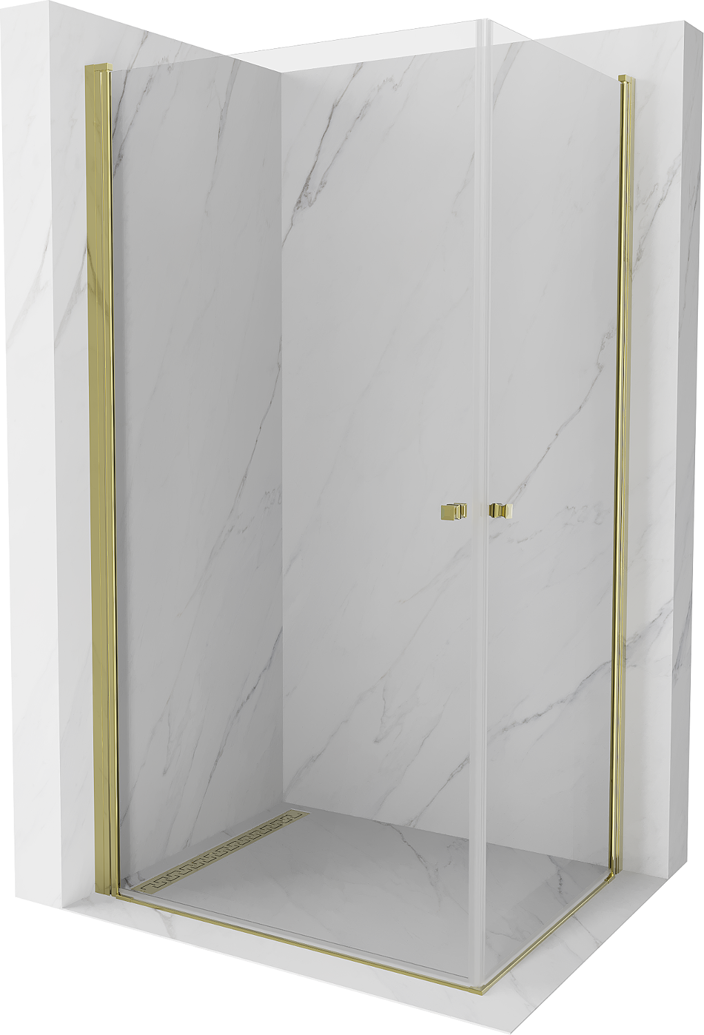 Mexen Pretoria Duo sprchová kabína, kyvné dvere 100 x 90 cm, Transparentné, Zlatá - 852-100-090-50-00-02
