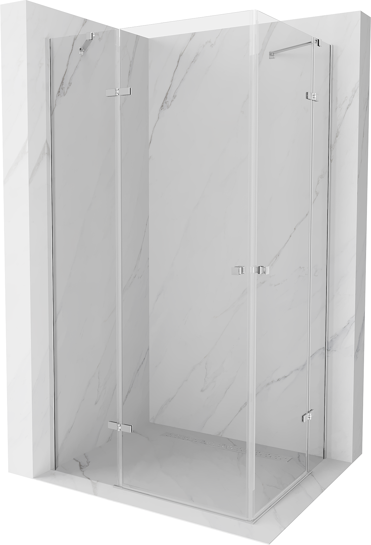 Mexen Roma Duo sprchová kabína, kyvné dvere 90 x 80 cm, transparentnéné, chrómová - 854-090-080-02-00