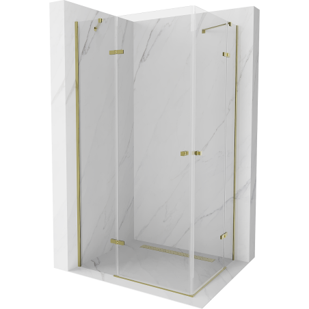 Mexen Roma Duo sprchová kabína, kyvné dvere 80 x 70 cm, transparentnéné, zlatá - 854-080-070-50-00-02
