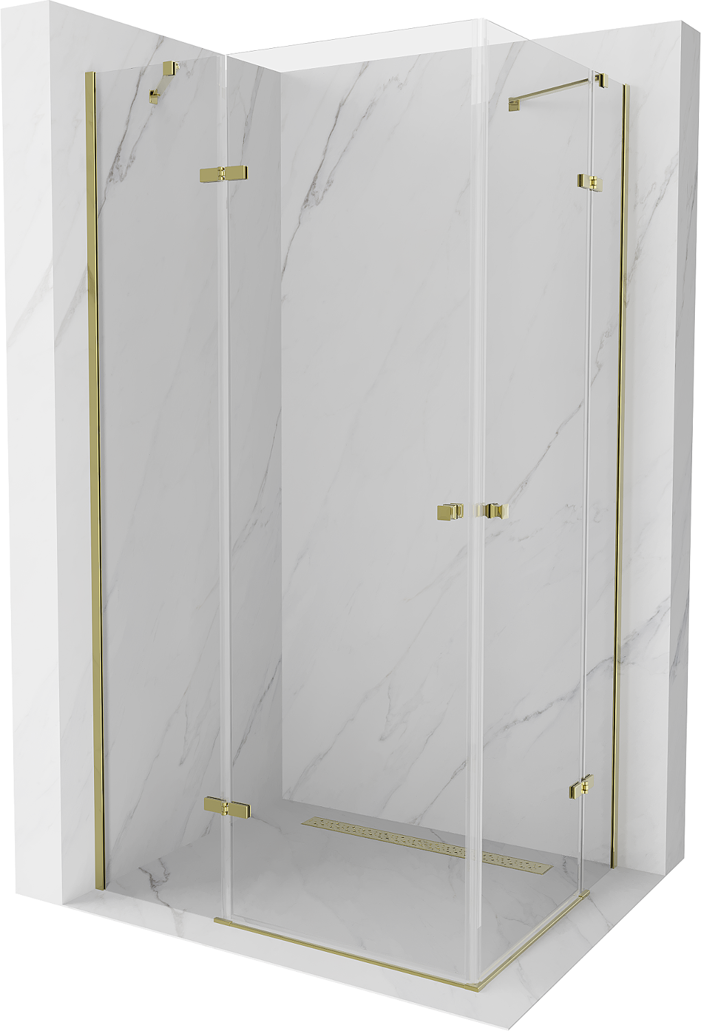 Mexen Roma Duo sprchová kabína, kyvné dvere 80 x 70 cm, transparentnéné, zlatá - 854-080-070-50-00-02