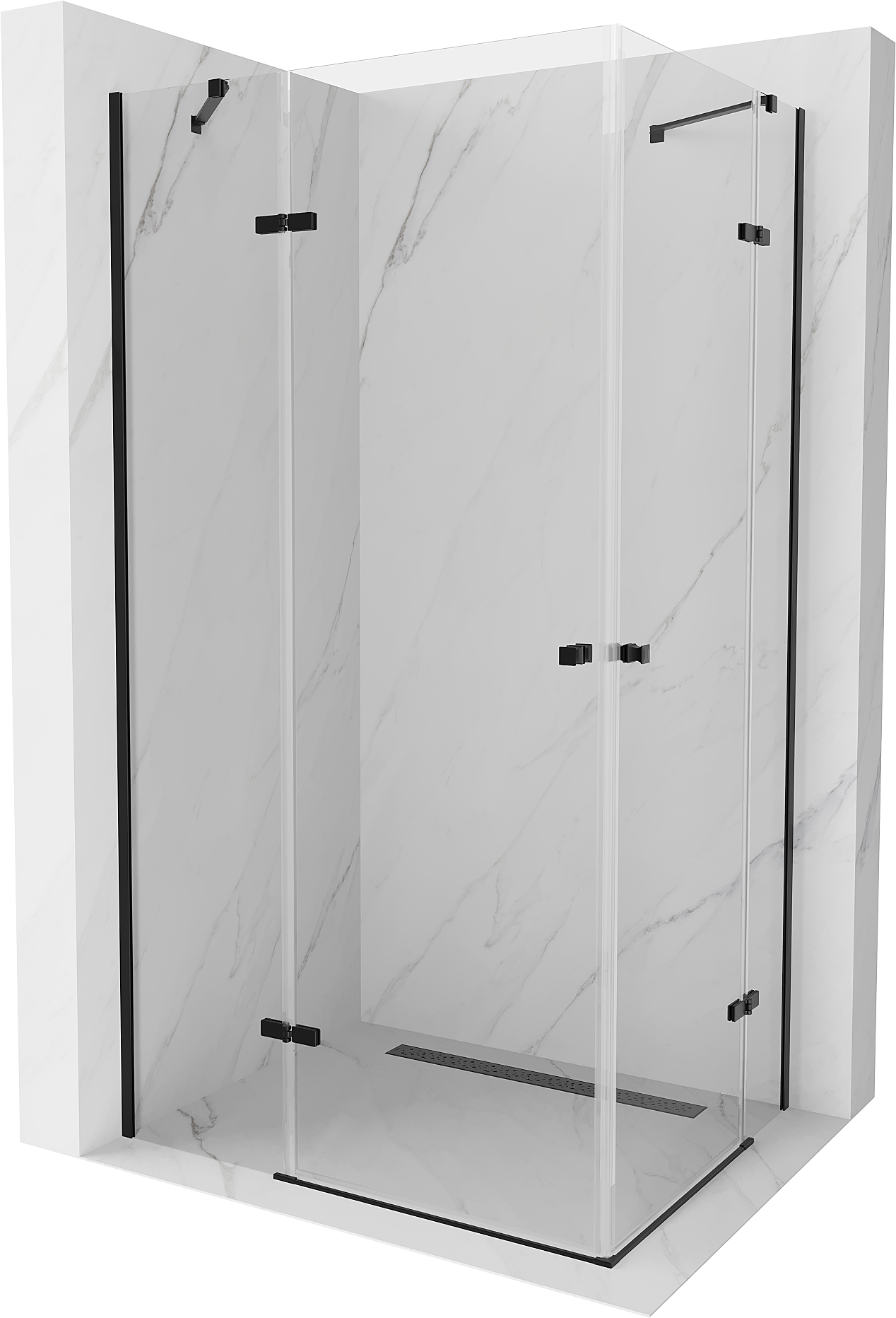 Mexen Roma Duo sprchová kabína, kyvné dvere 100 x 90 cm, transparentnéné, čierna - 854-100-090-70-00-02