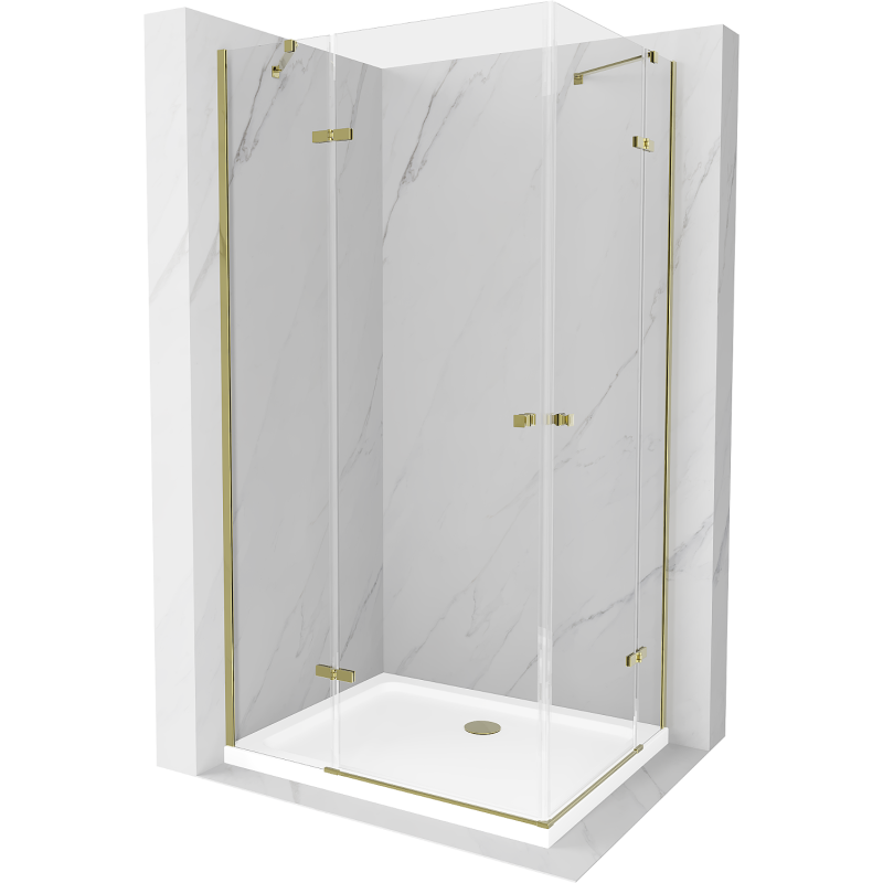 Mexen Roma Duo sprchová kabína, kyvné dvere 80 x 70 cm, transparentnéné, zlatá + závesný bidet Flat - 854-080-070-50-02-4010G
