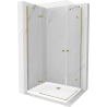 Mexen Roma Duo sprchová kabína, kyvné dvere 80 x 70 cm, transparentnéné, zlatá + závesný bidet Flat - 854-080-070-50-02-4010G