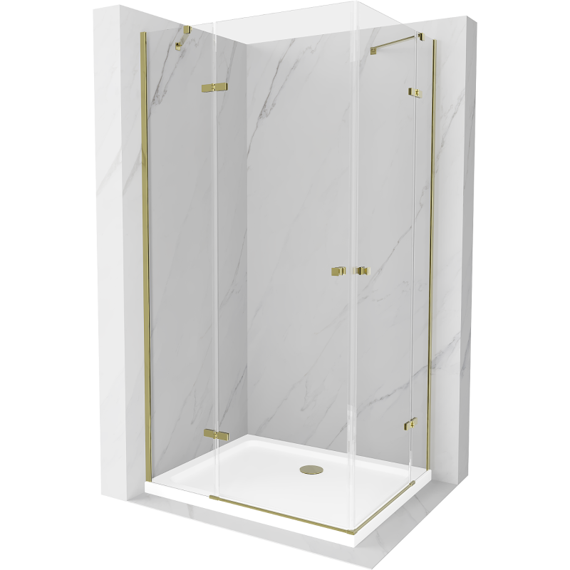 Mexen Roma Duo sprchová kabína, kyvné dvere 90 x 80 cm, transparentnéné, zlatá + závesný bidet Flat - 854-090-080-50-02-4010G