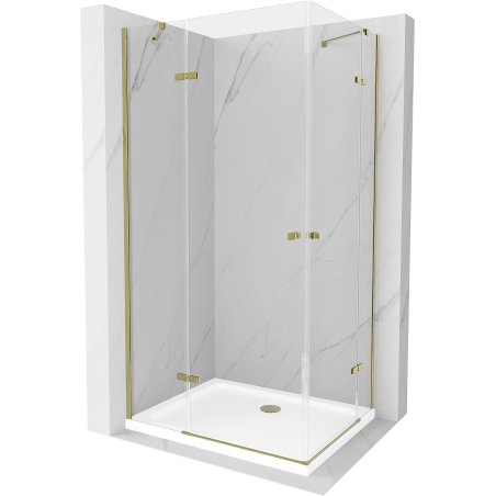 Mexen Roma Duo sprchová kabína, kyvné dvere 90 x 80 cm, transparentnéné, zlatá + závesný bidet Flat - 854-090-080-50-02-4010G