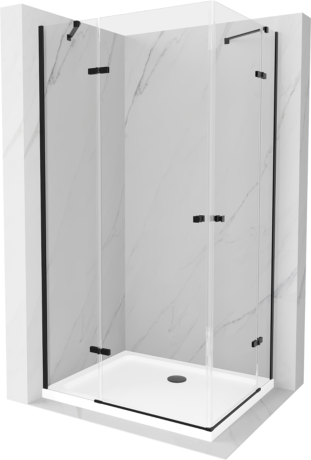 Mexen Roma Duo sprchová kabína, kyvné dvere 80 x 70 cm, transparentnéné, čierna + závesný bidet Flat - 854-080-070-70-02-4010B
