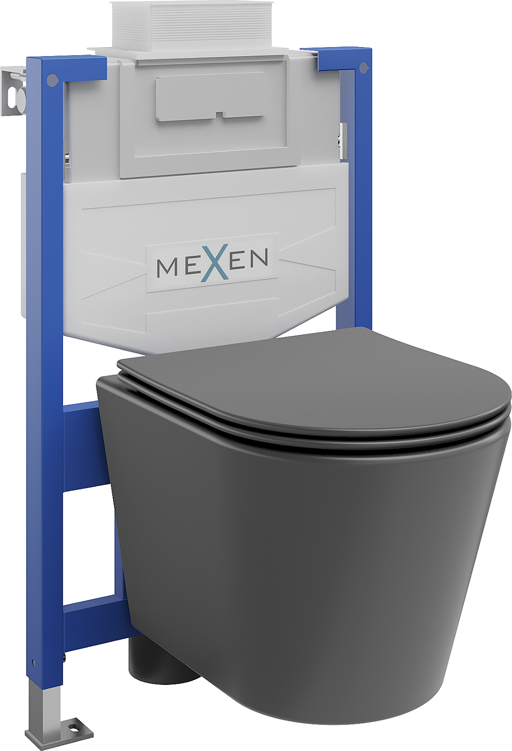 Mexen podomietkový WC systém Felix XS-U s WC misou Rico a pomaly klesajúcou doskou, šedá ciemny mat - 68530724071