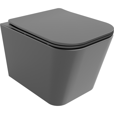 Mexen Teo WC misa Rimless s pomaly padajúcim sedátkom, duroplast, šedá tmavomatná - 30854071