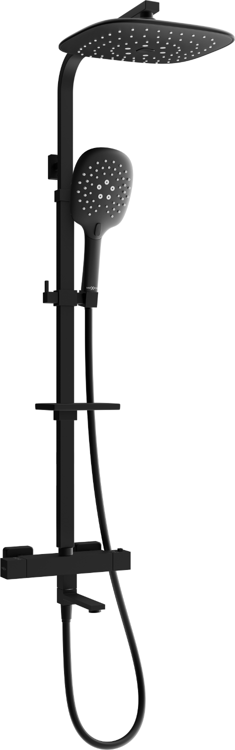 Mexen CQ22 vaňovo-sprchová súprava s dažďovými tryskami a termostatickou batériou, čierna - 779102295-70