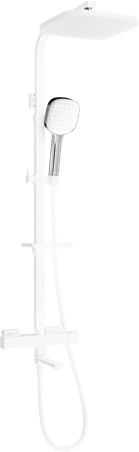 Mexen CQ33 vaňovo-sprchová súprava s dažďovými tryskami a termostatickou batériou, biela/chrómová - 779103395-21