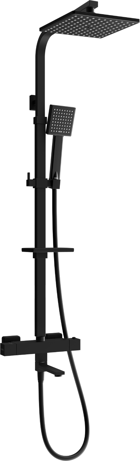 Mexen CQ45 vaňovo-sprchová súprava s dažďovými tryskami a termostatickou batériou, čierna - 779104595-70