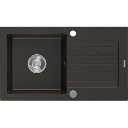 Mexen Pablo granitový jednokomorový drez s odkvapkávačom 752 x 436 mm, čierna/zlatá metalik - 6510751010-75
