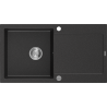 Mexen Leo granitový jednokomorový drez s odkvapkávačom 900 x 500 mm, čierna/strieborná metalik - 6501901010-73