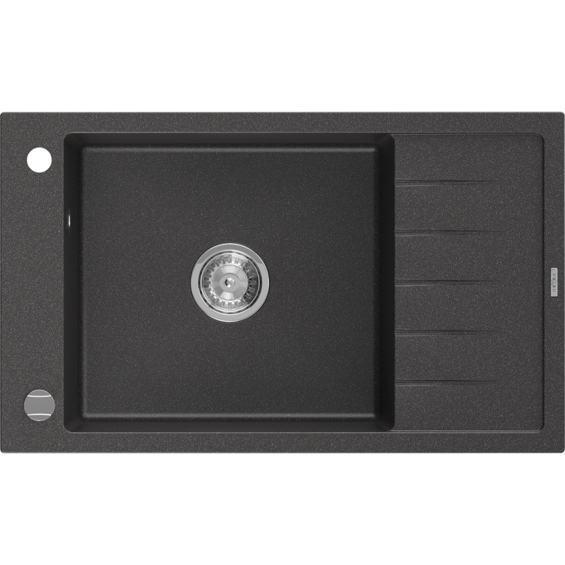 Mexen Elias granitový jednokomorový drez s krátkym odkvapkávačom 795 x 480 mm, Čierna škvrnitá - 6511791005-76