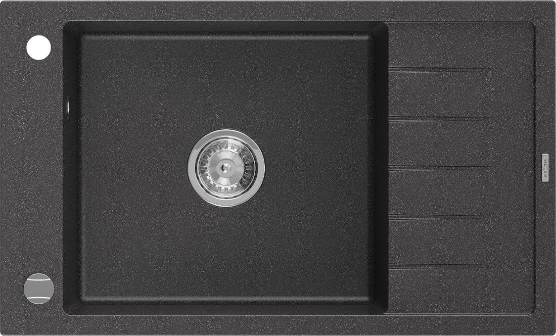 Mexen Elias granitový jednokomorový drez s krátkym odkvapkávačom 795 x 480 mm, Čierna škvrnitá - 6511791005-76