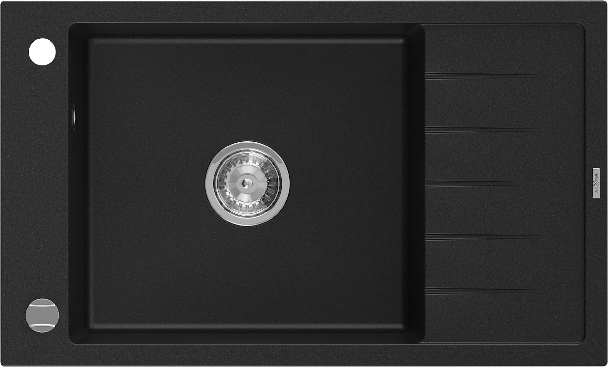 Mexen Elias granitový jednokomorový drez s krátkym odkvapkávačom 795 x 480 mm, čierna - 6511791005-77