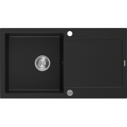 Mexen Leo granitový jednokomorový drez s odkvapkávačom 900 x 500 mm, čierna - 6501901010-77
