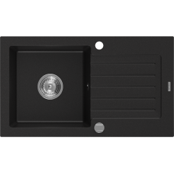 Mexen Pablo granitový jednokomorový drez s odkvapkávačom 752 x 436 mm, čierna - 6510751010-77