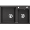 Mexen Tomas granitový dvojkomorový drez 800 x 500 mm, Čierna škvrnitá, sifón Chrómová - 6516802000-76