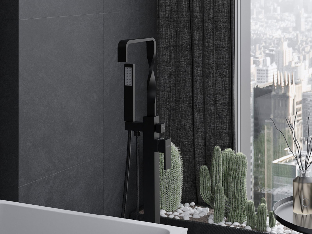 Čierny gres matný v kúpeľni