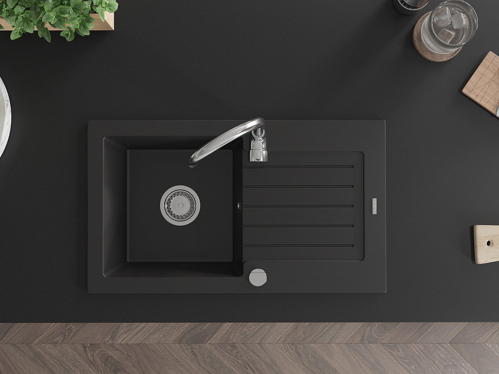 Jednokomorové umývadlo s odkvapkávacou plochou