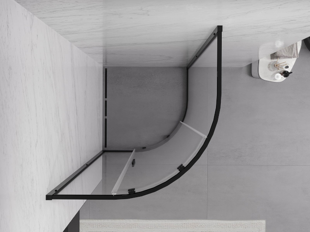 Polokruhový tvar sprchy