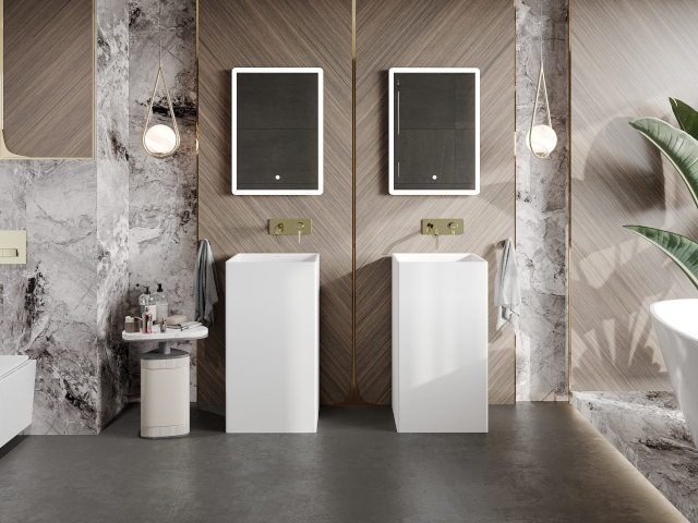 Kameňové dlaždice Mexen v kúpeľni