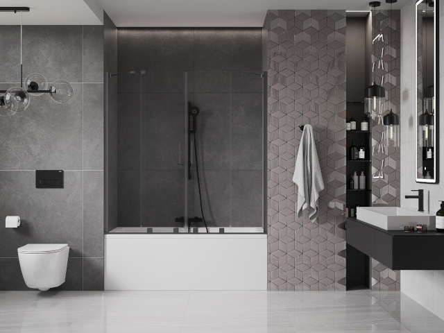 Obdĺžnikové podlahové dlaždice v kúpeľni