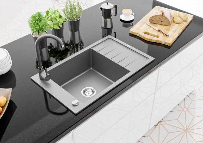 Granitové drezy šedé