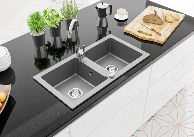 Granitové drezy šedé