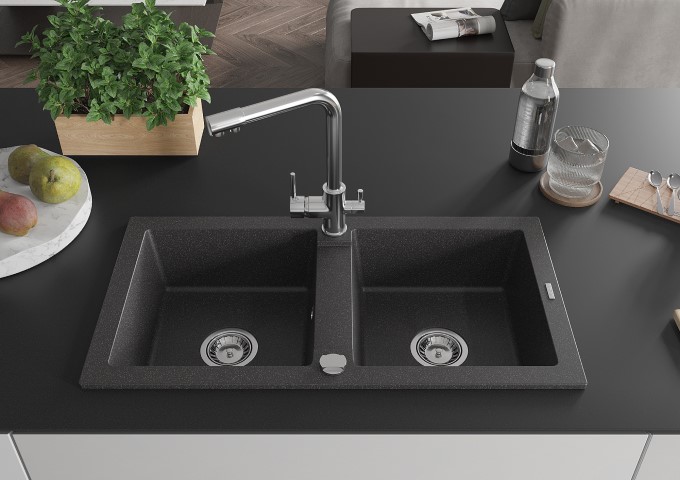 Kuchynské batérie biela/chrom